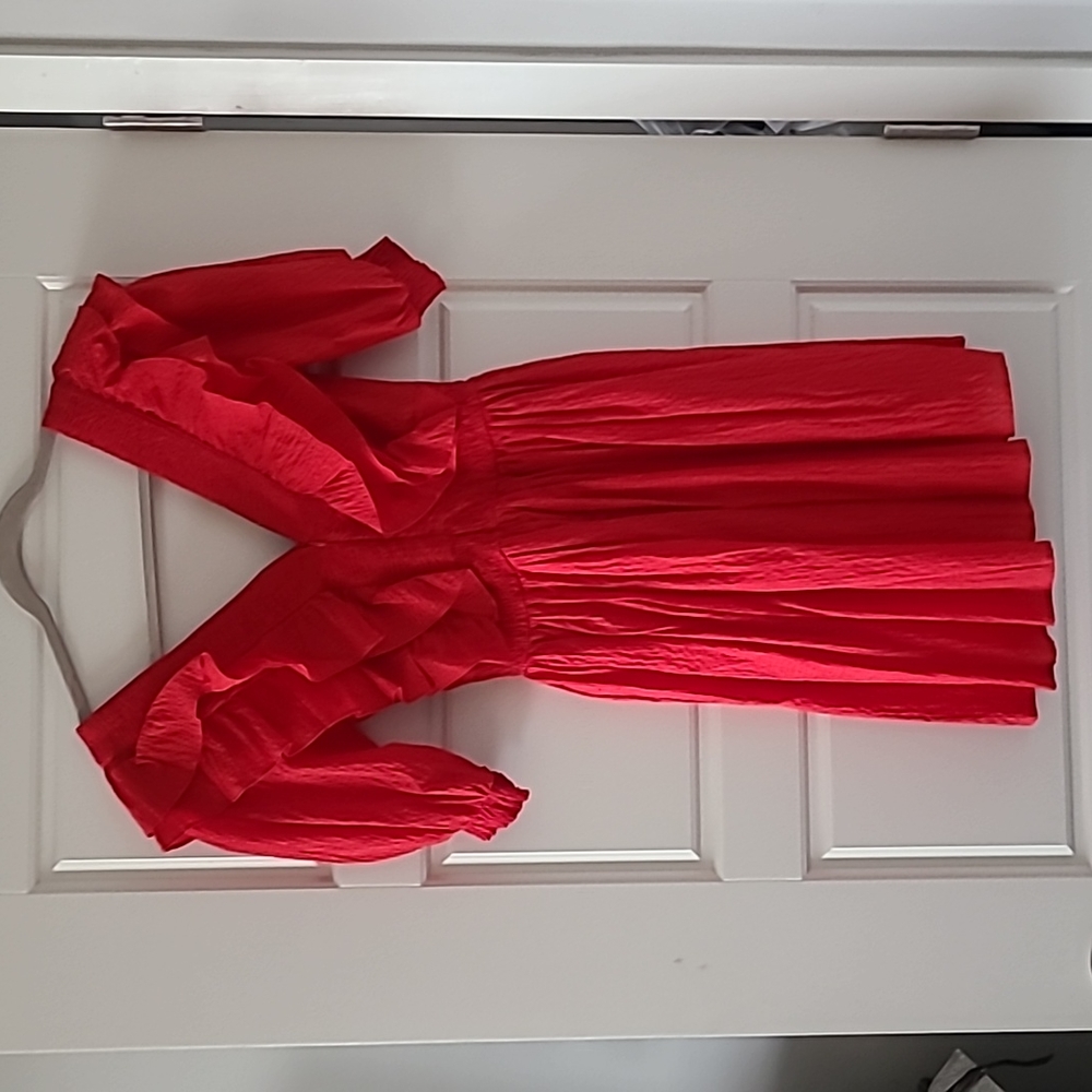 H&M Ruffle Dress Red XS - Picture 9 of 10